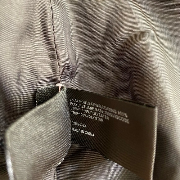 Slate & Willow Varsity Bomber Jacket in Black Faux Leather Size Small - Picture 10 of 11